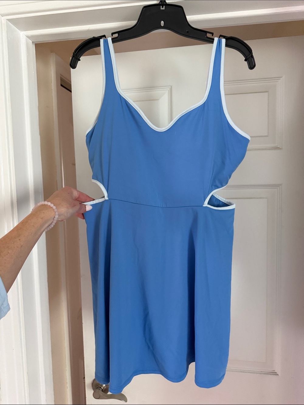 Blue Cutout Sportdress with White Trim